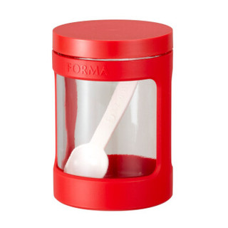 阿司倍鹭（ASVEL）日本玻璃防潮密封调料罐储物罐 调味罐调味盒盐罐调料瓶白糖面粉储物瓶 红色470ml