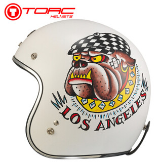 TORC摩托车头盔哈雷复古时尚半盔男女头盔四季半盔个性复古机车头盔 不带内镜T541/T-50白色 Los M码