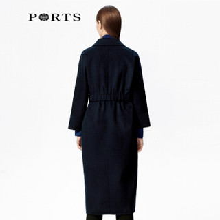 PORTS宝姿 秋冬新品羊毛呢大衣气质长款外套 毛呢大衣女YLV9C304DZW007 NAVY M