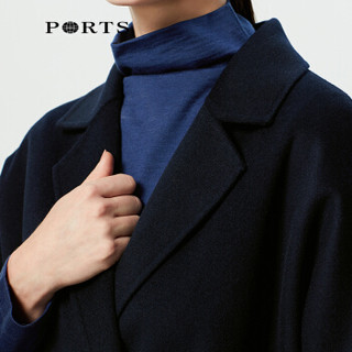 PORTS宝姿 秋冬新品羊毛呢大衣气质长款外套 毛呢大衣女YLV9C304DZW007 NAVY M