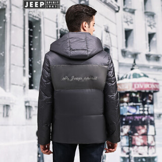 吉普(JEEP)羽绒服男2019冬季新品连帽上衣男士户外休闲保暖白鸭绒厚款外套X-8803 灰色 3XL