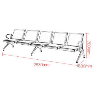 欧宝美机场椅候车椅连排坐椅医院候诊椅输液椅五人位咖啡色皮座椅