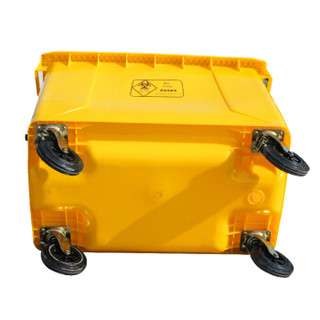 庄太太 660L黄色医疗垃圾桶诊所医院废物收纳垃圾车户外清洁车医疗转运箱