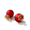 新光饰品韩版圣诞系列几何圆珠耳环气质合金锆石耳钉 W17242101253501 红色