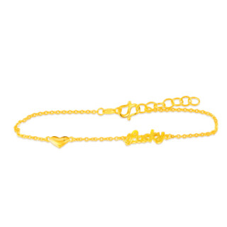 商品菜百首饰 足金lucky字母黄金手链 计价