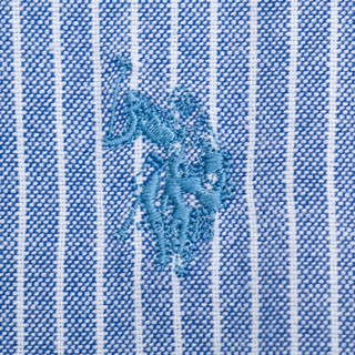 U.S. POLO ASSN. 男士纯棉修身长袖衬衫春款 蓝色条纹 185/100A