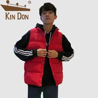 金盾（KIN DON）马甲 男2019冬季新款休闲百搭韩版潮流纯色立领保暖情侣同款外套 A076-1-M8801 红色 男2XL