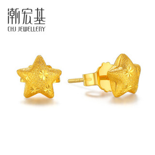 潮宏基 CHJ JEWELLERY 惹火金星灿 5G工艺耳钉黄金耳钉女款定价足金 EEG30002412 耳钉（含黄金耳堵）