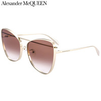 亚历山大·麦昆(Alexander(McQ)UEEN)太阳镜女 墨镜 棕色镜片金色镜框AM0228S 002 63mm
