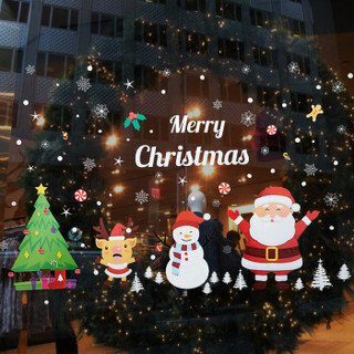 爸爸妈妈（babamama）圣诞节静电贴 圣诞节玻璃贴花窗户橱窗装饰品 彩色款 B9015