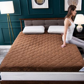 意尔嫚 床垫家纺 宝宝绒床垫子 可折叠四季可用床褥子 保暖床垫床褥 150*200*5cm 棕色