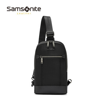 Samsonite/新秀丽男士休闲时尚斜挎包休闲简约牛皮革胸包TO6*09003 黑色