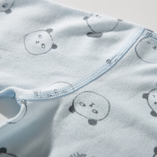 威尔贝鲁(WELLBER)婴儿内衣套装婴幼儿服饰高腰护肚秋衣儿童家居服 蓝熊猫 110码