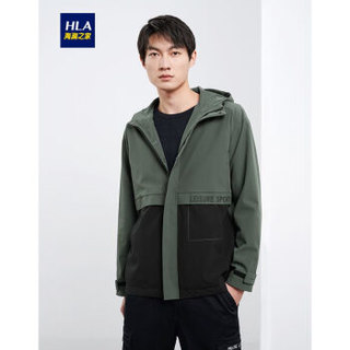 HLA海澜之家夹克男2019秋季新品时尚镶拼连帽款休闲外套HWJAD3R135A中绿镶拼(D5)185/100A(54) cz