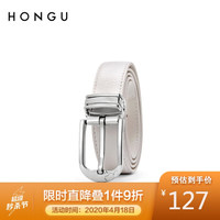 红谷女士皮带牛皮针扣细腰带女休闲时尚简约百搭装饰牛仔裤带女 H2622240纯白