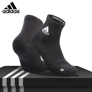 阿迪达斯（adidas)袜子运动袜跑步健身高尔夫羽毛球袜毛巾底休闲棉袜男女袜黑色单双装M码39-42 A403