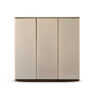 商品simon 西蒙 开关插座面板86型 e6三开双控香槟金色 电源灯墙壁