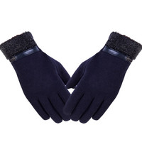 MAXVIVI 手套男 户外运动骑行加厚保暖不倒绒触屏手套 MST743177 深蓝色