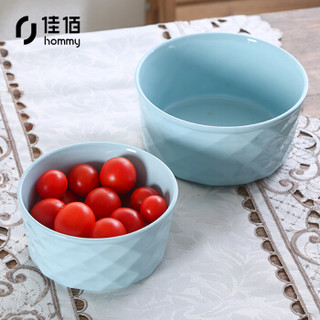 佳佰 欧式 陶瓷碗 带盖 保鲜碗微波炉保鲜盒便当泡面碗2件套 璀璨-蓝