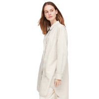 UNIQLO 优衣库 女士棉麻混纺条纹长袖衬衫424981 乳白色 M