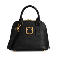 FURLA 芙拉 FANTASTICA系列女士皮质拉链圆顶斜挎包1023649 黑色