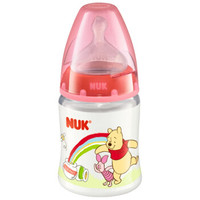 NUK婴儿宝宝宽口径PP奶瓶迪士尼150ml配防胀气奶嘴（1号硅胶中圆孔奶嘴) 红色 *3件