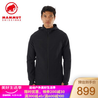 MAMMUT/猛犸象 Macun SO Hooded 软壳衣男弹力防风衣透气耐磨软壳衣外套 黑色 M