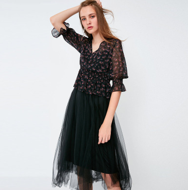 vero moda 维莎曼 31837c538 雪纺网纱两件套连衣裙