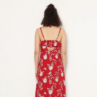 GUESS 春夏新款女士印花吊带时尚连衣裙 XS 红色