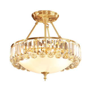 希尔顿全铜美式水晶吸顶灯客厅卧室婚房温馨轻奢圆形高档灯具现代