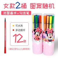Disney 迪士尼  Z6158-3 水彩笔12色*2桶 送图画本+勾线笔