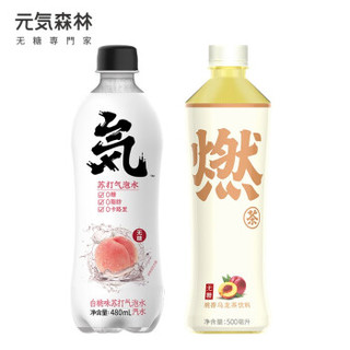 元气森林 桃系少女颜值水饮组合装 2.78L 6瓶 (燃茶 500ml*2+气泡水 480ml*2+宠肌 水桃子口味 500ml*2)