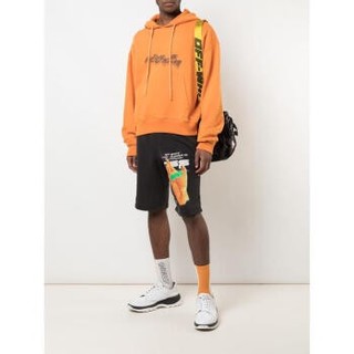 OFF-WHITE 男士 logo图案印花运动短裤 黑色