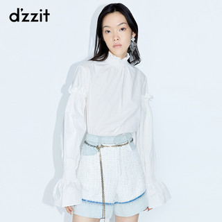 dzzit地素 2020春专柜新款白色优雅荷叶袖花边衬衫女3C1D5081B