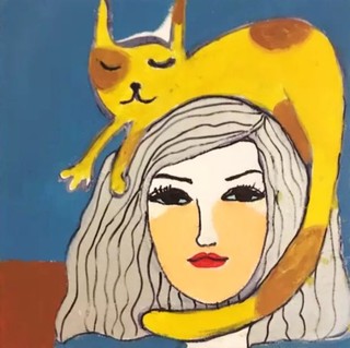 艺术品猫咪和我贺泓洋油画40x40cm艺网上艺网购艺术