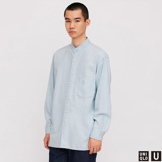 UNIQLO 优衣库 男士立领牛仔衬衫427324 水蓝色 S