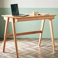 林氏木业 LS155 北欧简约全实木书桌 0.8m