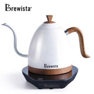 Brewista智能控温壶手冲壶 不锈钢咖啡壶家用细长嘴手冲壶电热水壶泡茶器具咖啡器具0.6L 珍珠白1.0L