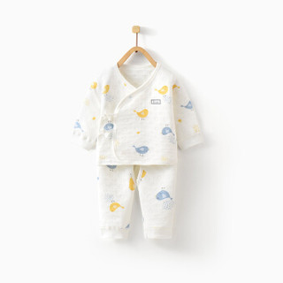 童泰新生儿男女宝宝0-3个月保暖和服内衣套装 TS94J230 蓝黄鸟 59
