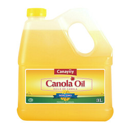 加拿大原装进口食用油 Canayiiy芥花籽油3L 低芥酸冷榨非转基因菜籽油 3L*1桶 *5件