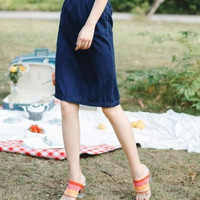 反季清仓【莱赛尔】春装女款时尚显瘦牛仔背带裙秋冬半身短裙 L 牛仔蓝