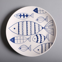 创意陶瓷西餐牛排手绘鱼纹盘8英寸家用菜盘圆盘子