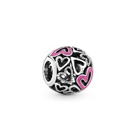 Pandora 潘多拉 798677C01 粉色镂空手绘爱心串饰925银