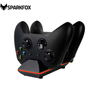 闪狐 （SparkFox） Xbox One S/X无线蓝牙游戏手柄充电器双座充加双充电包 xbox配件 黑色