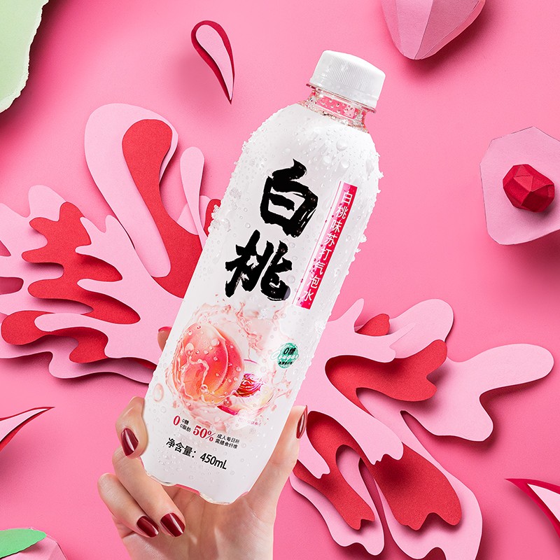 秋林 qiulin苏打水气泡水 450ml*12瓶白桃味