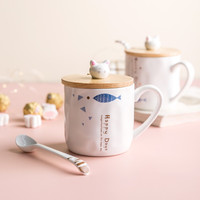 ijarl 亿嘉 可爱小猫陶瓷马克杯 带盖勺
