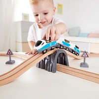 Hape新款火车轨道8字套响铃套装3-6岁木质轨道玩具