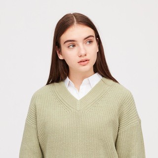 UNIQLO 优衣库 422917 女士宽松V领长针织衫