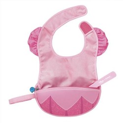 B.Box 寶寶便攜拉鏈折疊防水防污圍嘴圍兜 1件 帶硅膠勺子 Disney Aurora
