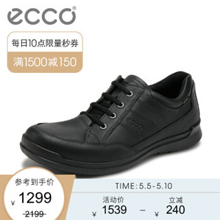 ECCO爱步百搭柔软透气平底男鞋圆头休闲鞋 豪尔524544 黑色01001 43